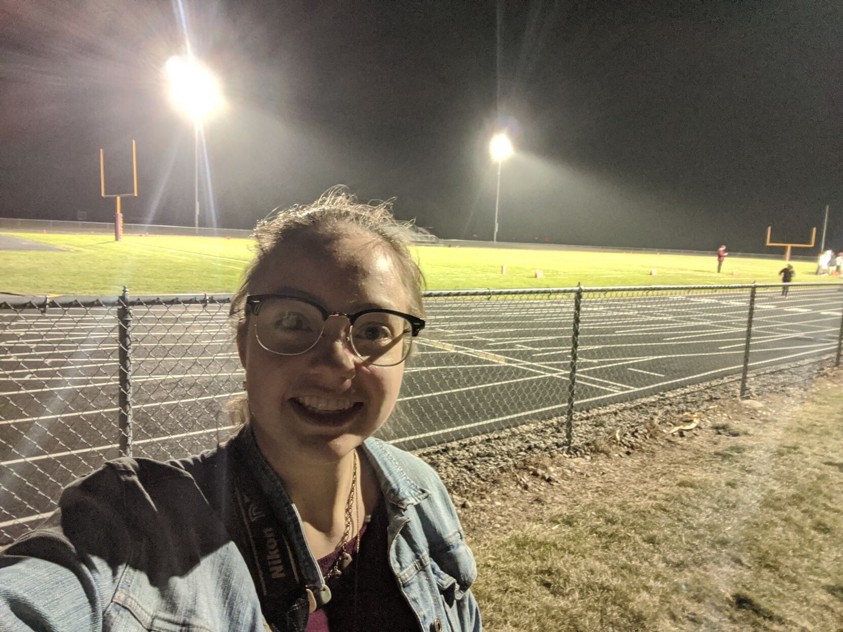 Lydia visits a football field
